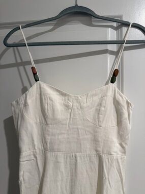 Zara Cream Maxi Dress with Olive and Brown Strap Accents